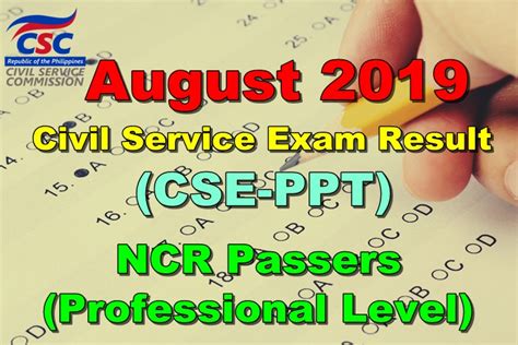 csc exam result august 2019|NCR RESULT: August 2019 Civil Service Exam CSE, List of .